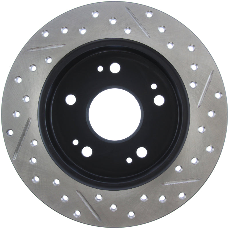 StopTech 06-09 Honda Civic Ex/Si Slotted & Drilled Right Rear Rotor-Brake Rotors - Slot & Drilled-Grocery Getter Performance