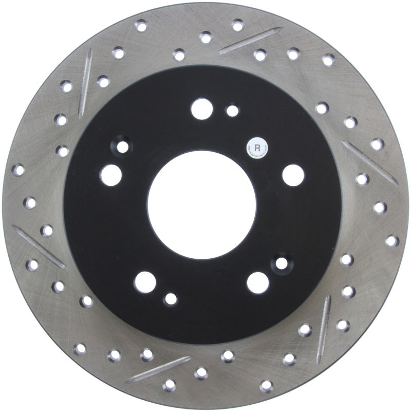 StopTech 06-09 Honda Civic Ex/Si Slotted & Drilled Right Rear Rotor-Brake Rotors - Slot & Drilled-Grocery Getter Performance