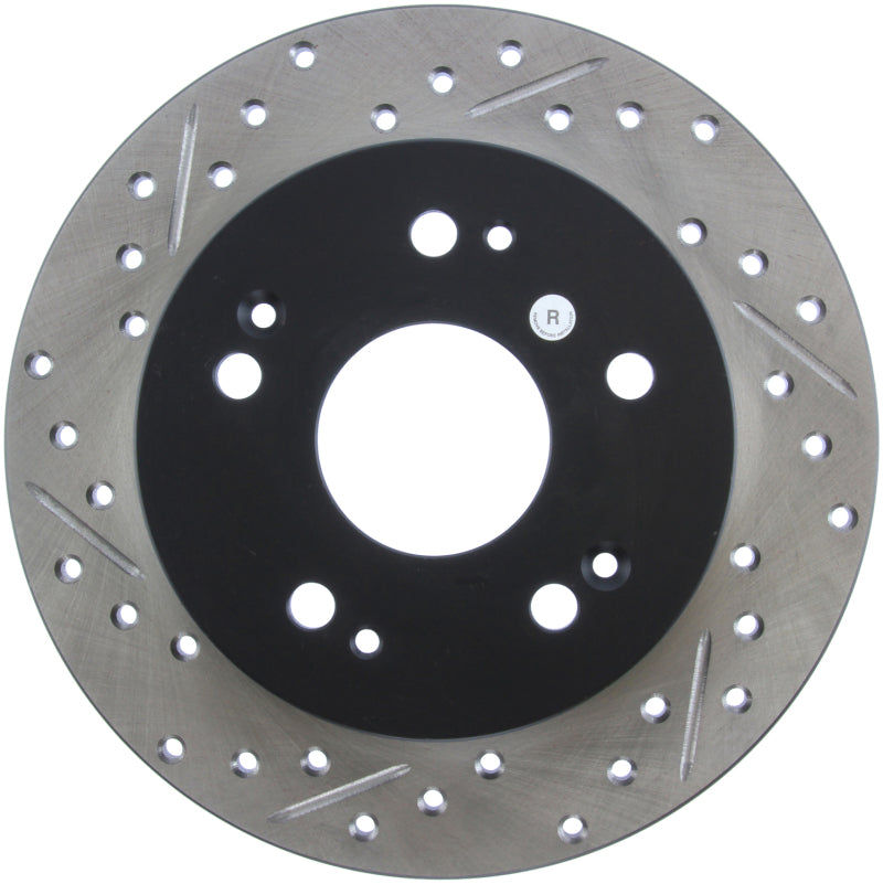 StopTech 06-09 Honda Civic Ex/Si Slotted & Drilled Right Rear Rotor-Brake Rotors - Slot & Drilled-Grocery Getter Performance