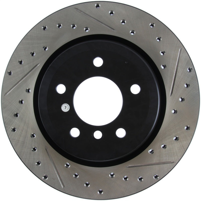 StopTech 06 BMW 330 / 07-09 BMW 335 Slotted & Drilled Left Rear Rotor-Brake Rotors - Slot & Drilled-Grocery Getter Performance