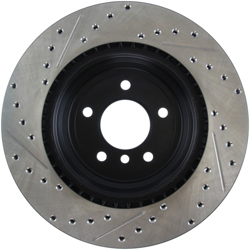 StopTech 06 BMW 330 / 07-09 BMW 335 Slotted & Drilled Left Rear Rotor-Brake Rotors - Slot & Drilled-Grocery Getter Performance