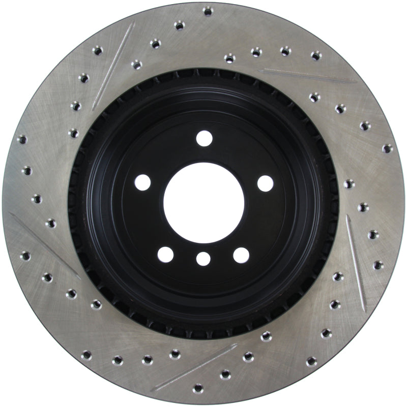 StopTech 06 BMW 330 / 07-09 BMW 335 Slotted & Drilled Left Rear Rotor-Brake Rotors - Slot & Drilled-Grocery Getter Performance