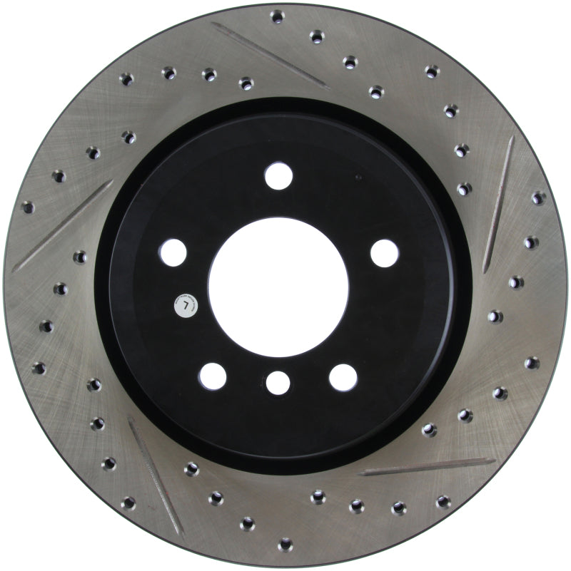 StopTech 06 BMW 330 / 07-09 BMW 335 Slotted & Drilled Left Rear Rotor-Brake Rotors - Slot & Drilled-Grocery Getter Performance
