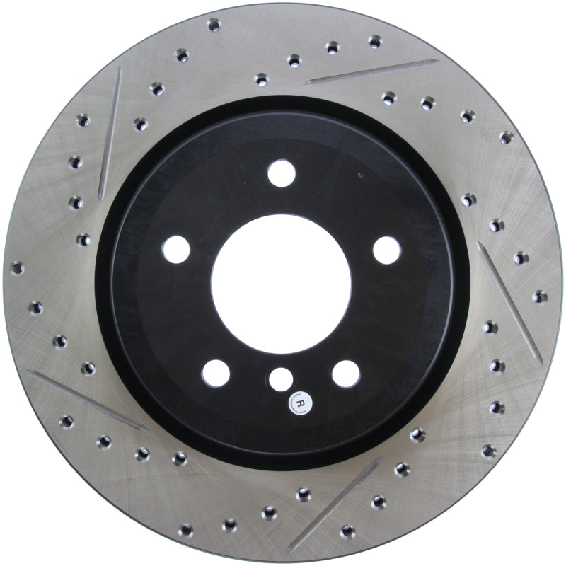 StopTech 06 BMW 330 / 07-09 BMW 335 Slotted & Drilled Right Rear Rotor-Brake Rotors - Slot & Drilled-Grocery Getter Performance