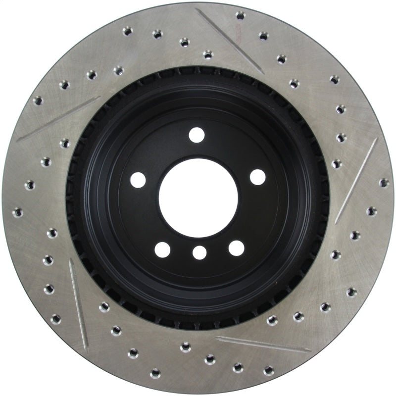 StopTech 06 BMW 330 / 07-09 BMW 335 Slotted & Drilled Right Rear Rotor-Brake Rotors - Slot & Drilled-Grocery Getter Performance