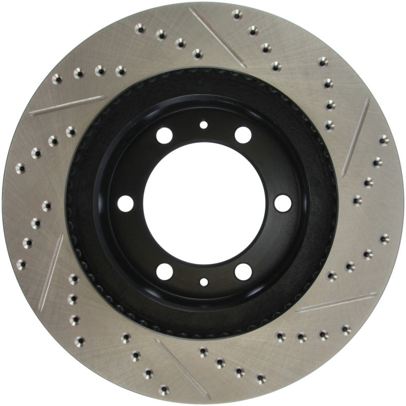 StopTech 07-08 Toyota FJ Cruiser / 05-08 Tacoma (6 lug) / 03-08 4 Runner (319mm disc) SportStop Slo-Brake Rotors - Slot & Drilled-Grocery Getter Performance