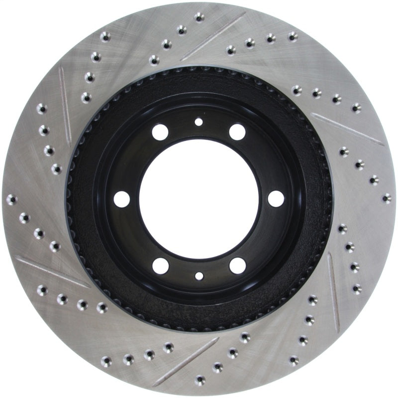 StopTech 07-08 Toyota FJ Cruiser / 05-08 Tacoma (6 lug) / 03-08 4 Runner (319mm disc) SportStop Slo-Brake Rotors - Slot & Drilled-Grocery Getter Performance
