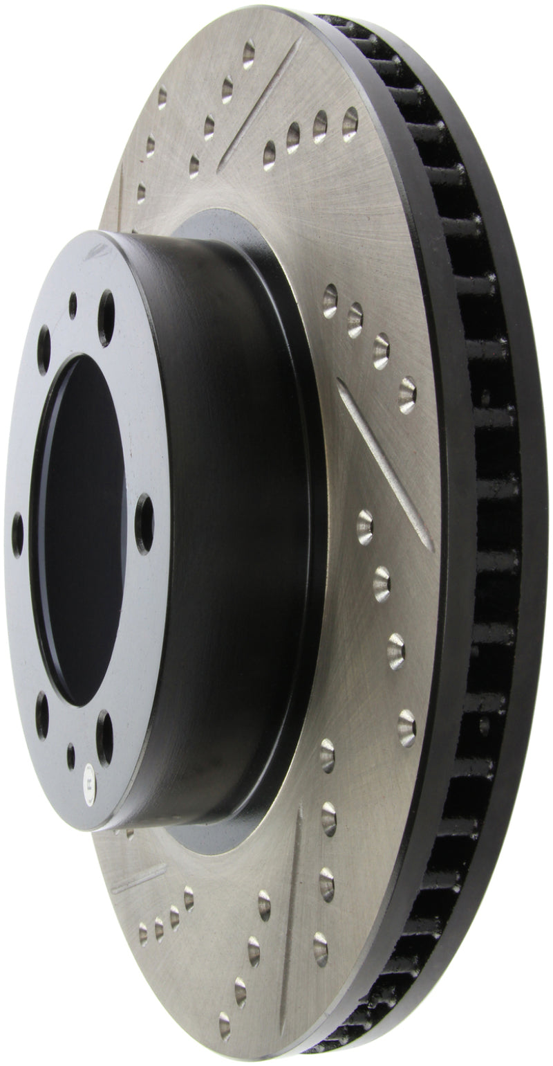 StopTech 07-08 Toyota FJ Cruiser / 05-08 Tacoma (6 lug) / 03-08 4 Runner (319mm disc) SportStop Slo-Brake Rotors - Slot & Drilled-Grocery Getter Performance