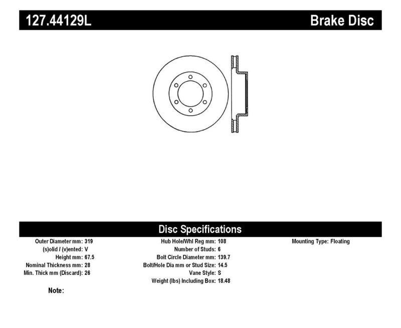 StopTech 07-08 Toyota FJ Cruiser / 05-08 Tacoma (6 lug) / 03-08 4 Runner (319mm disc) SportStop Slo-Brake Rotors - Slot & Drilled-Grocery Getter Performance