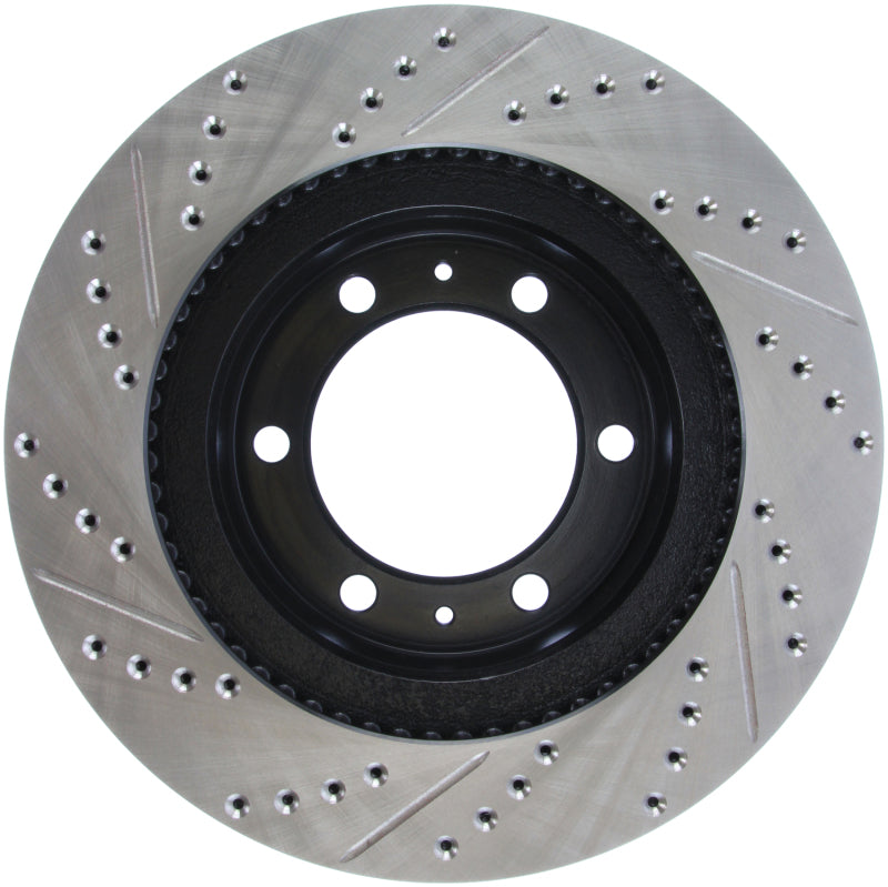 StopTech 07-08 Toyota FJ Cruiser / 05-08 Tacoma (6 lug) / 03-08 4 Runner (319mm disc) SportStop Slo-Brake Rotors - Slot & Drilled-Grocery Getter Performance
