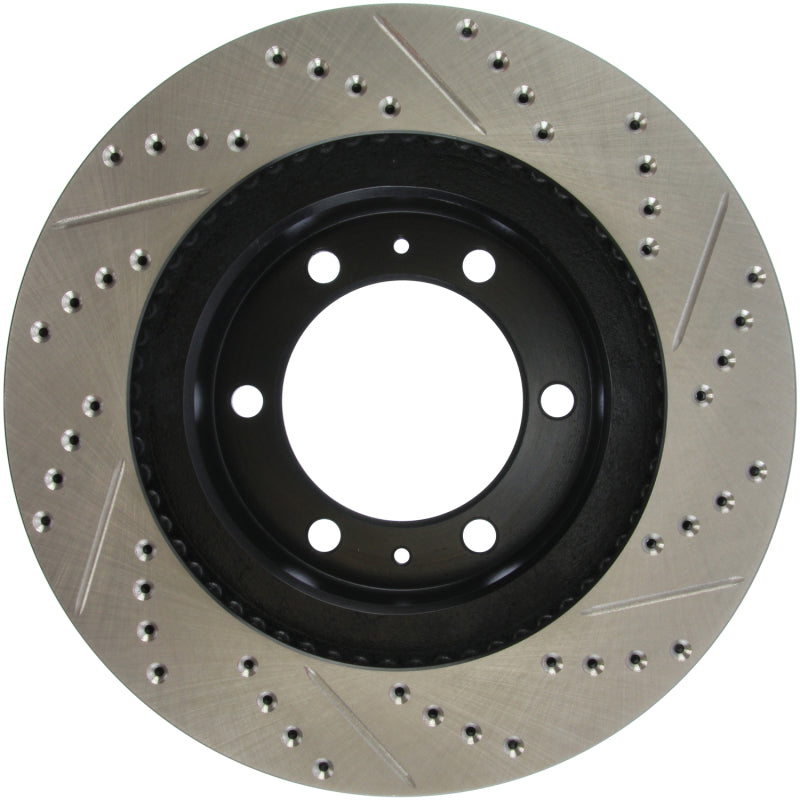 StopTech 07-08 Toyota FJ Cruiser / 05-08 Tacoma (6 lug) / 03-08 4 Runner (319mm disc) SportStop Slo-Brake Rotors - Slot & Drilled-Grocery Getter Performance
