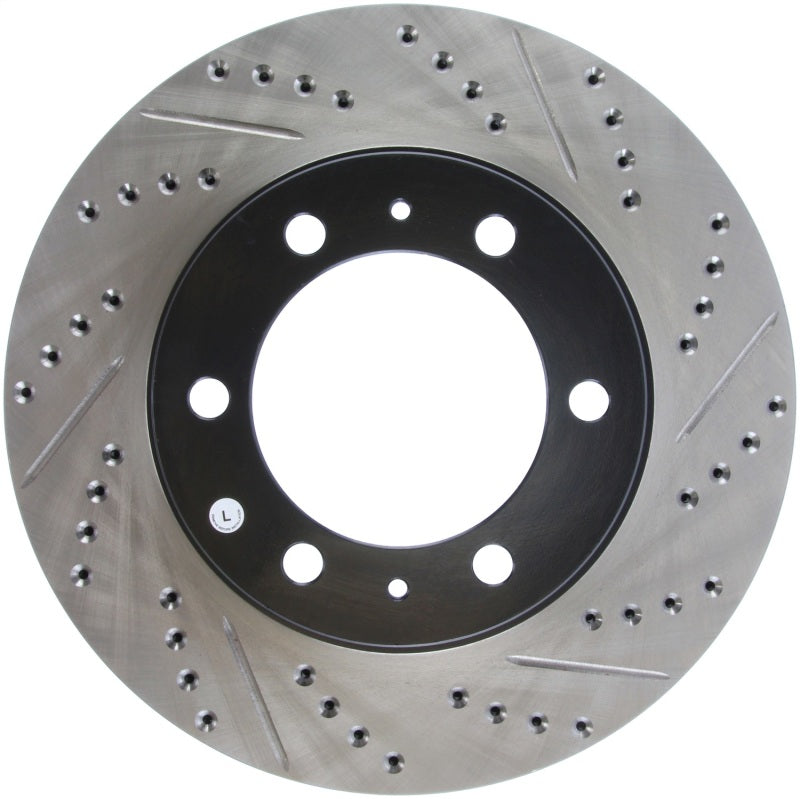 StopTech 07-08 Toyota FJ Cruiser / 05-08 Tacoma (6 lug) / 03-08 4 Runner (319mm disc) SportStop Slo-Brake Rotors - Slot & Drilled-Grocery Getter Performance