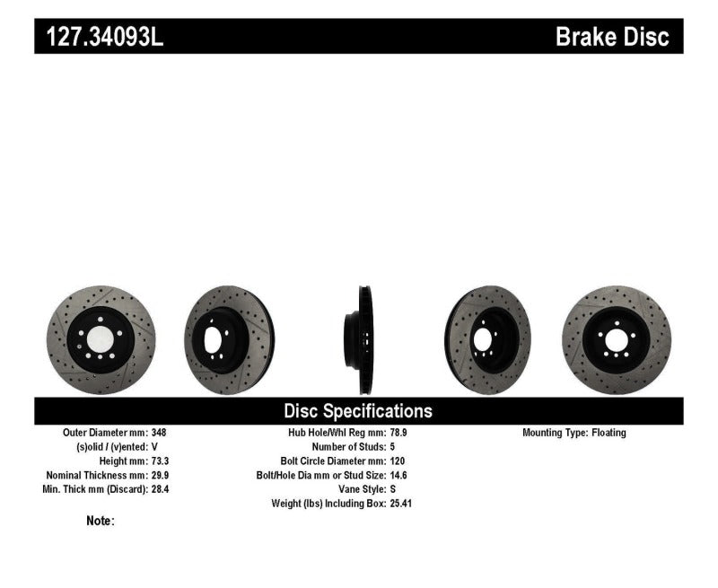 StopTech 07-09 BMW 335 (E90/E92/E93) Slotted & Drilled Left Front Rotor-Brake Rotors - Slot & Drilled-Grocery Getter Performance