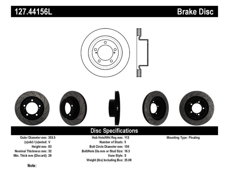 StopTech 07-09 Toyota Tundra / 08-09 Toyota Sequoia Front Left Slotted & Drilled Rotor-Brake Rotors - Slot & Drilled-Grocery Getter Performance