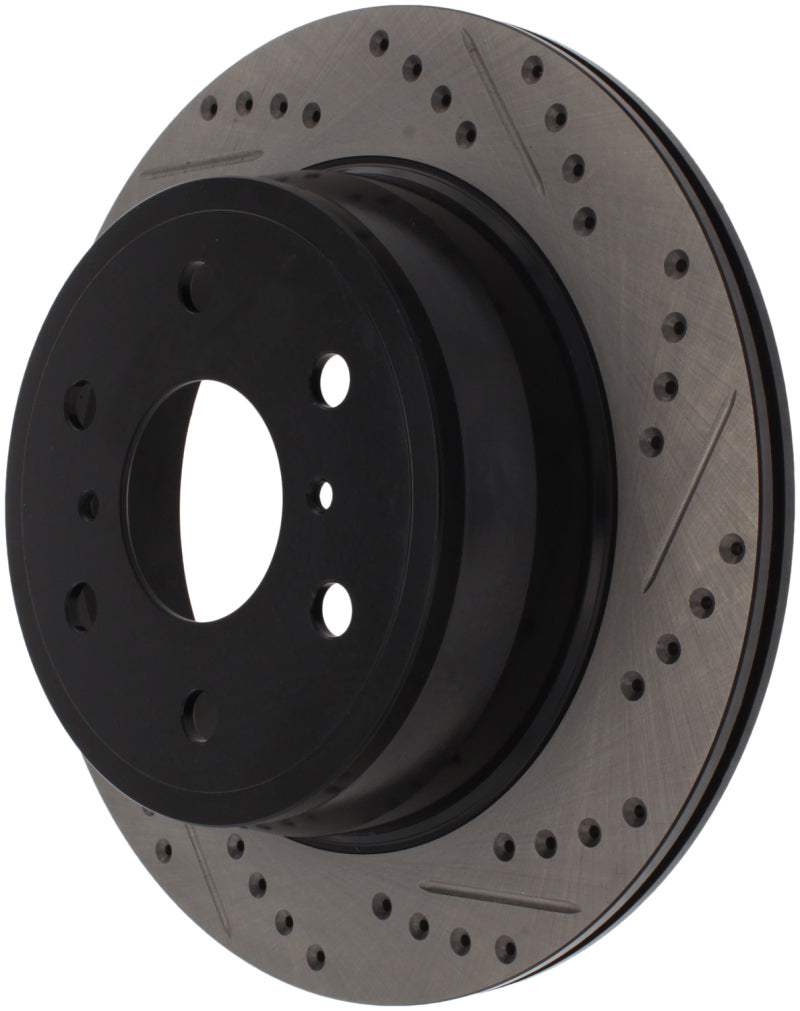 StopTech 07-10 GMC Sierra (w/ Rear Drum) / 07-09 GMC Yukon Rear Left Slotted & Drilled Rotor-Brake Rotors - Slot & Drilled-Grocery Getter Performance