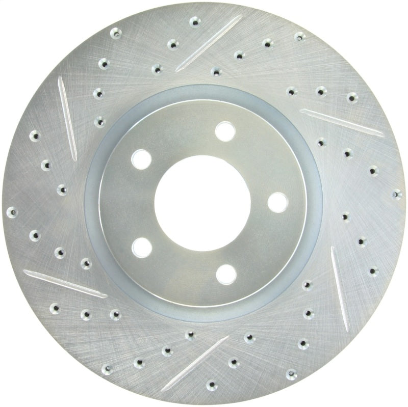 StopTech 07-13 Mazdaspeed3 Sport Slotted & Drilled Front Right Rotor-Brake Rotors - Slot & Drilled-Grocery Getter Performance