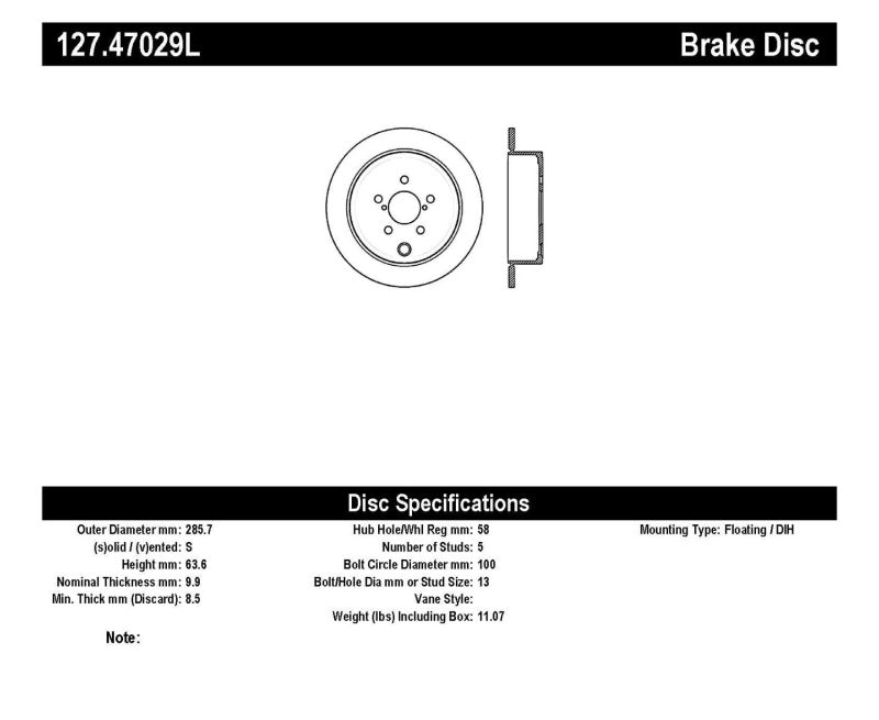 StopTech 08-10 Impreza WRX (Exc STi)/08-10 Impreza Coupe/Sedan Slotted & Drilled Left Rear Rotor-Brake Rotors - Slot & Drilled-Grocery Getter Performance