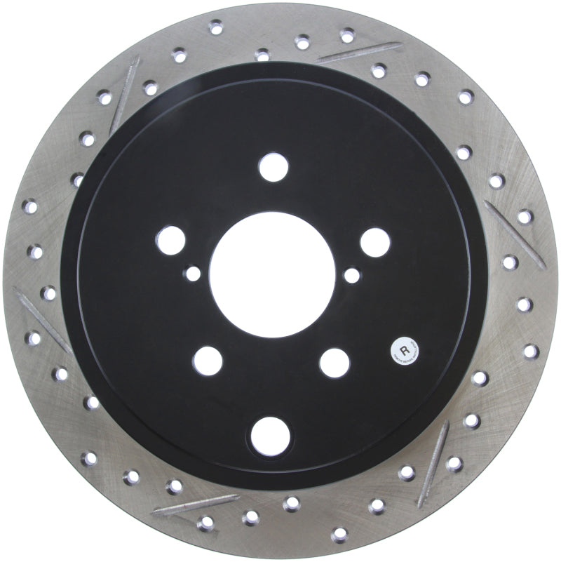 StopTech 08-10 Impreza WRX (Exc STi)/08-10 Impreza Coupe/Sedan Slotted & Drilled Right Rear Rotor-Brake Rotors - Slot & Drilled-Grocery Getter Performance