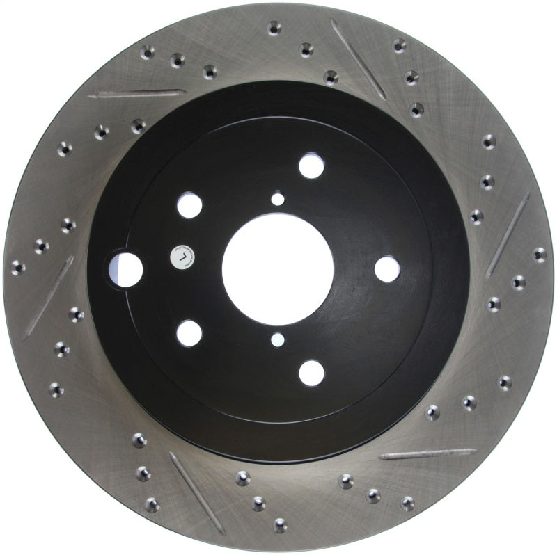 StopTech 08+ Subaru STI (Will Not Fit 05-07) Slotted & Drilled Sport Brake Rotor-Brake Rotors - Slot & Drilled-Grocery Getter Performance