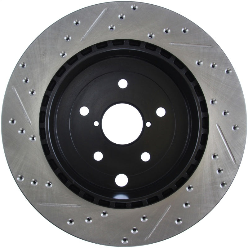 StopTech 08+ Subaru STI (Will Not Fit 05-07) Slotted & Drilled Sport Brake Rotor-Brake Rotors - Slot & Drilled-Grocery Getter Performance