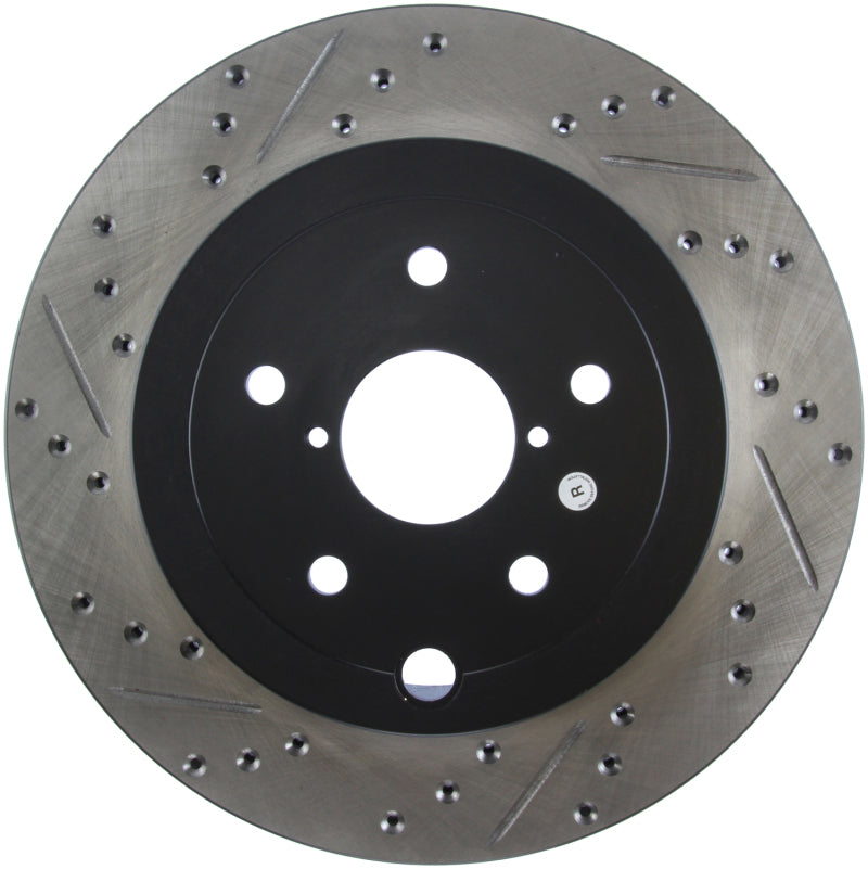 StopTech 08+ Subaru STI (Will Not Fit 05-07) Slotted & Drilled Sport Brake Rotor-Brake Rotors - Slot & Drilled-Grocery Getter Performance