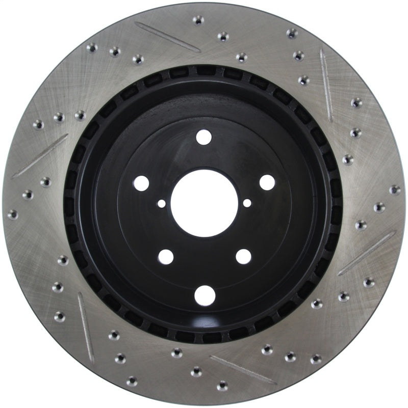 StopTech 08+ Subaru STI (Will Not Fit 05-07) Slotted & Drilled Sport Brake Rotor-Brake Rotors - Slot & Drilled-Grocery Getter Performance