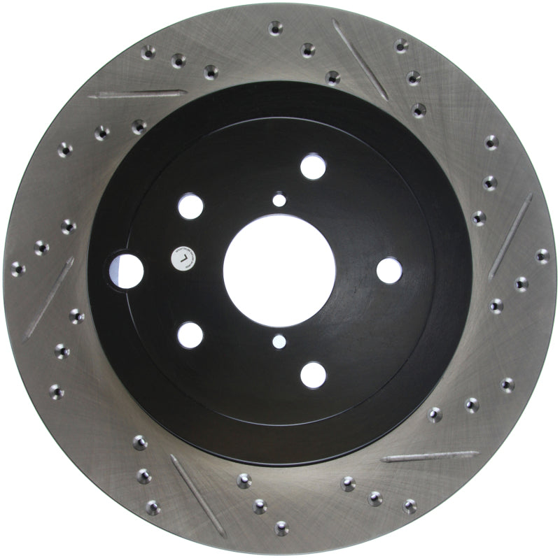 StopTech 08+ Subaru STI (Will Not Fit 05-07) Slotted & Drilled Sport Brake Rotor-Brake Rotors - Slot & Drilled-Grocery Getter Performance
