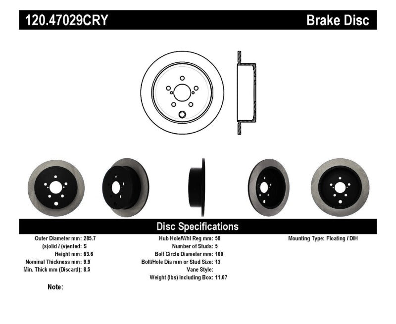 Stoptech 09-10 Subaru Forester / 08-10 Impreza/WRX Rear CRYO-STOP Rotor-Brake Rotors - Drilled-Grocery Getter Performance