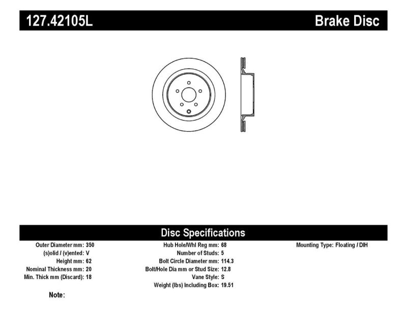 StopTech 09 Infiniti FX50 SportStop Slotted & Drilled Rear Left Rotor-Brake Rotors - Slot & Drilled-Grocery Getter Performance