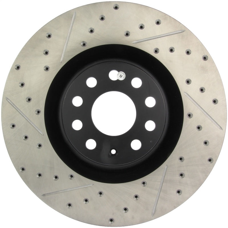 StopTech 09 VW Passat CC / 06-09 Passat Slotted & Drilled Right Front Rotor-Brake Rotors - Slot & Drilled-Grocery Getter Performance
