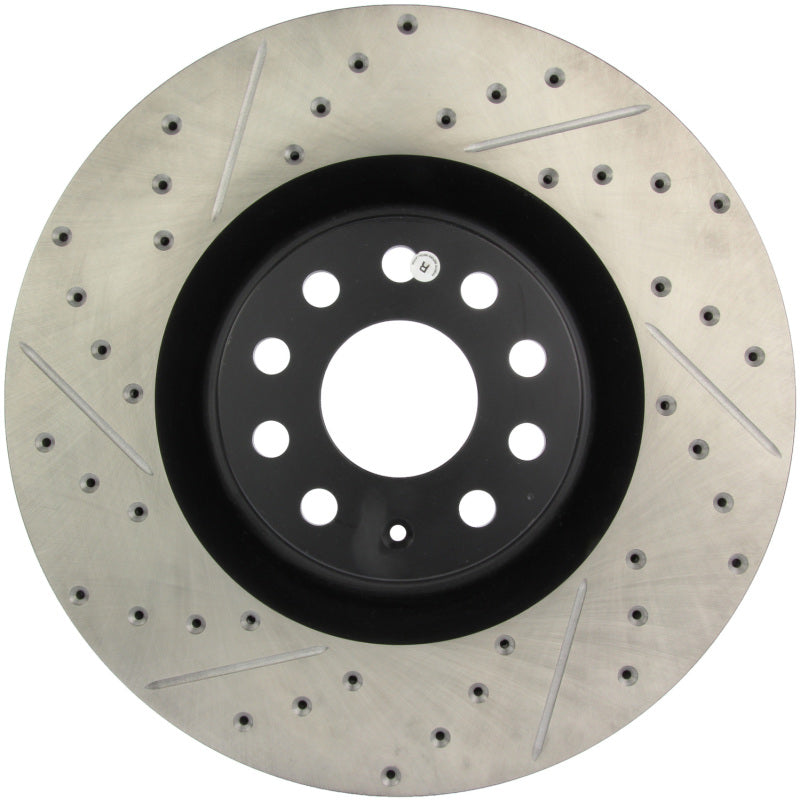 StopTech 09 VW Passat CC / 06-09 Passat Slotted & Drilled Right Front Rotor-Brake Rotors - Slot & Drilled-Grocery Getter Performance