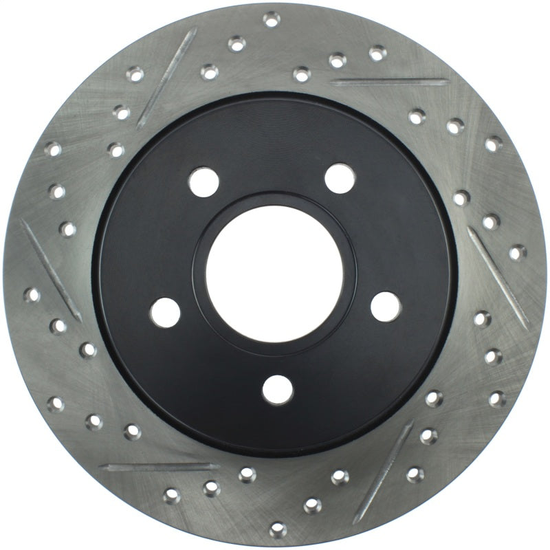StopTech 12-15 Ford Focus w/ Rear Disc Brakes Rear Right Slotted & Drilled Rotor-Brake Rotors - Slot & Drilled-Grocery Getter Performance
