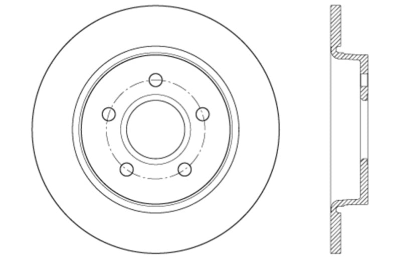 StopTech 12-15 Ford Focus w/ Rear Disc Brakes Rear Right Slotted & Drilled Rotor-Brake Rotors - Slot & Drilled-Grocery Getter Performance