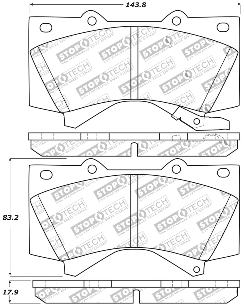 StopTech 13-18 Toyota Land Cruiser Performance Front Brake Pads-Brake Pads - Performance-Grocery Getter Performance