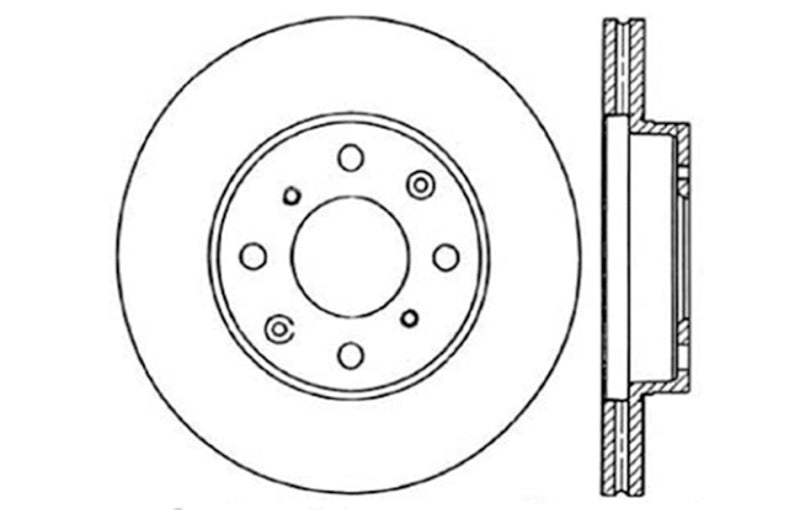 StopTech 96-00 Honda Civic DX/HX Coupe/90-00 Civic DX/LX Sedan Slotted & Drilled Right Front Rotor-Brake Rotors - Slot & Drilled-Grocery Getter Performance