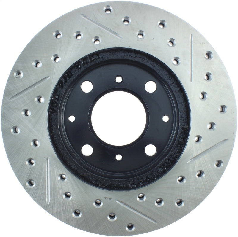 StopTech 96-00 Honda Civic DX/HX Coupe/90-00 Civic DX/LX Sedan Slotted & Drilled Right Front Rotor-Brake Rotors - Slot & Drilled-Grocery Getter Performance