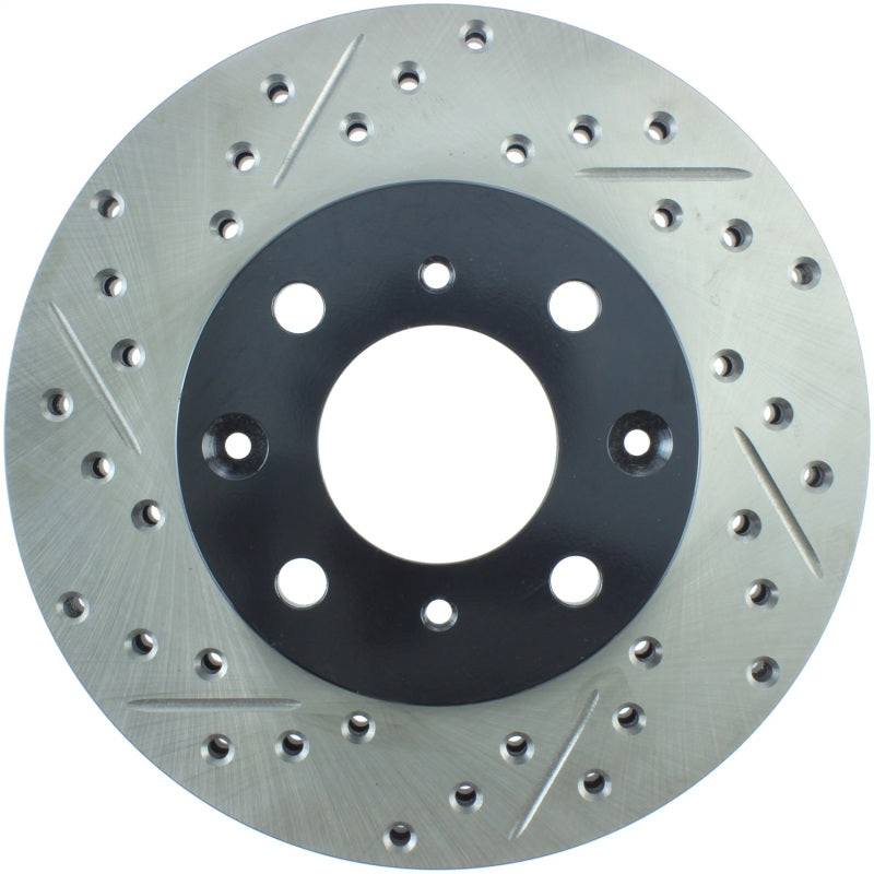 StopTech 96-00 Honda Civic DX/HX Coupe/90-00 Civic DX/LX Sedan Slotted & Drilled Right Front Rotor-Brake Rotors - Slot & Drilled-Grocery Getter Performance