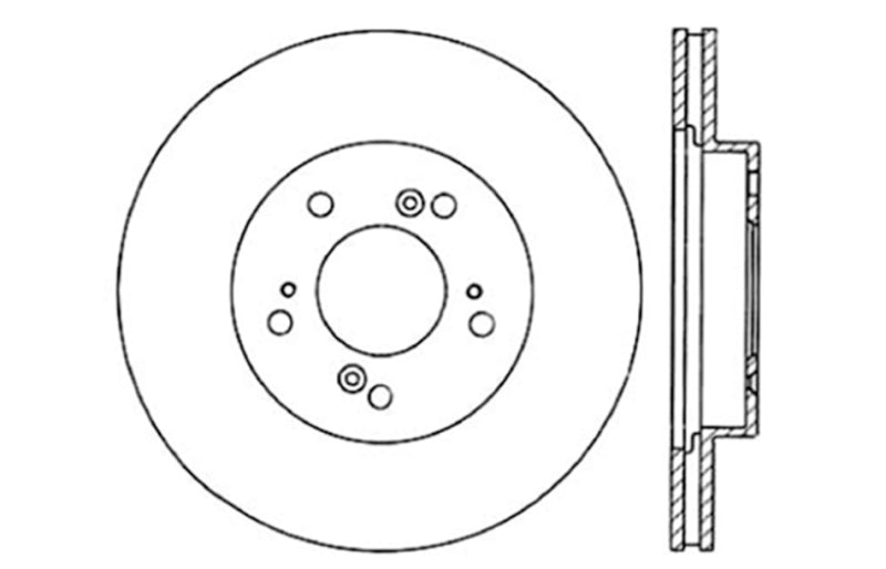 StopTech 97-01 Acura Integra Type R / 97-01 Honda CR-V Slotted & Drilled Right Front Rotor-Brake Rotors - Slot & Drilled-Grocery Getter Performance