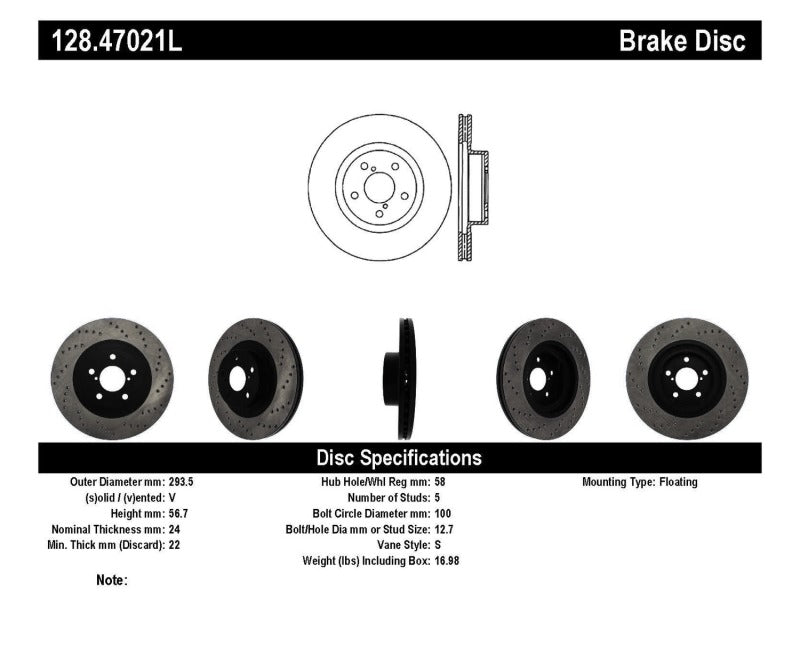 StopTech Drilled Sport Brake Rotor-Brake Rotors - Drilled-Grocery Getter Performance
