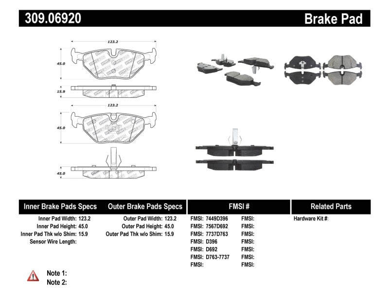 StopTech Performance 01-02 BMW Z3 / 03-09 Z4 / 10/90-07 3 Series / 99-09 Saab 9-5 Rear Brake Pads-Brake Pads - Performance-Grocery Getter Performance