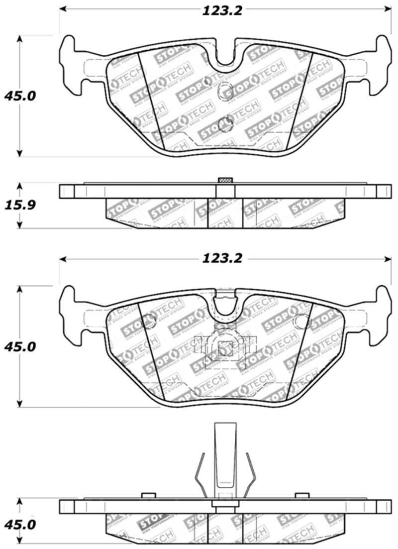 StopTech Performance 01-02 BMW Z3 / 03-09 Z4 / 10/90-07 3 Series / 99-09 Saab 9-5 Rear Brake Pads-Brake Pads - Performance-Grocery Getter Performance