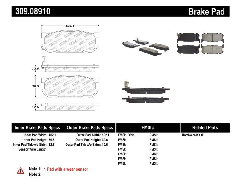 StopTech Performance 01-05 Miata w/ Sport Suspension Rear Brake Pads D891-Brake Pads - Performance-Grocery Getter Performance
