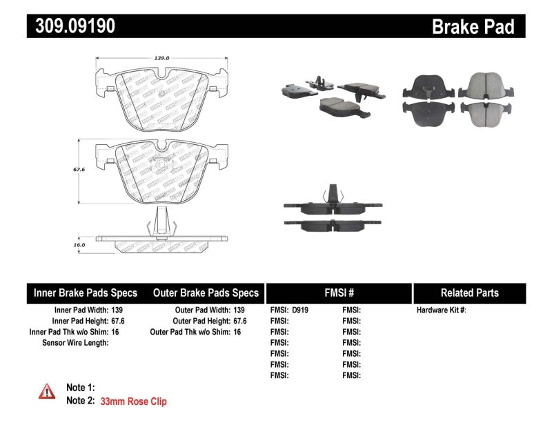 StopTech Performance 06-09 BMW M5 E60 / 07-09 M6 E63/E63 Rear Brake Pads-Brake Pads - Performance-Grocery Getter Performance