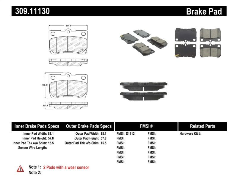 StopTech Performance 06 Lexus GS300/430 / 07-08 GS350 / 06-08 IS250/350 Rear Brake Pads-Brake Pads - Performance-Grocery Getter Performance