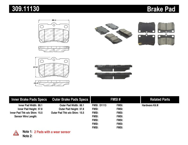 StopTech Performance 06 Lexus GS300/430 / 07-08 GS350 / 06-08 IS250/350 Rear Brake Pads-Brake Pads - Performance-Grocery Getter Performance