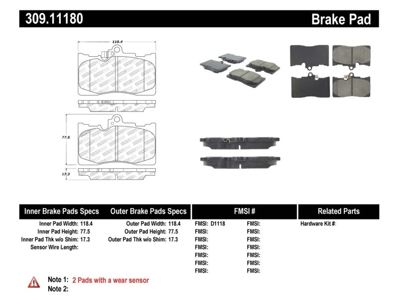 StopTech Performance 06 Lexus GS300/430 / 07-08 GS350 / 06-08 IS350 Front Brake Pads-Brake Pads - Performance-Grocery Getter Performance