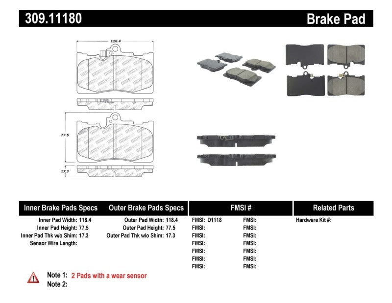 StopTech Performance 06 Lexus GS300/430 / 07-08 GS350 / 06-08 IS350 Front Brake Pads-Brake Pads - Performance-Grocery Getter Performance