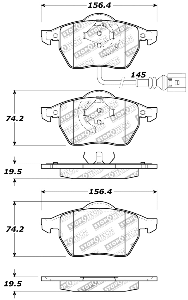 StopTech Performance 99-08 VW Jetta / 5/99-05 Golf GTi/GLS Turbo Front Brake Pads-Brake Pads - Performance-Grocery Getter Performance