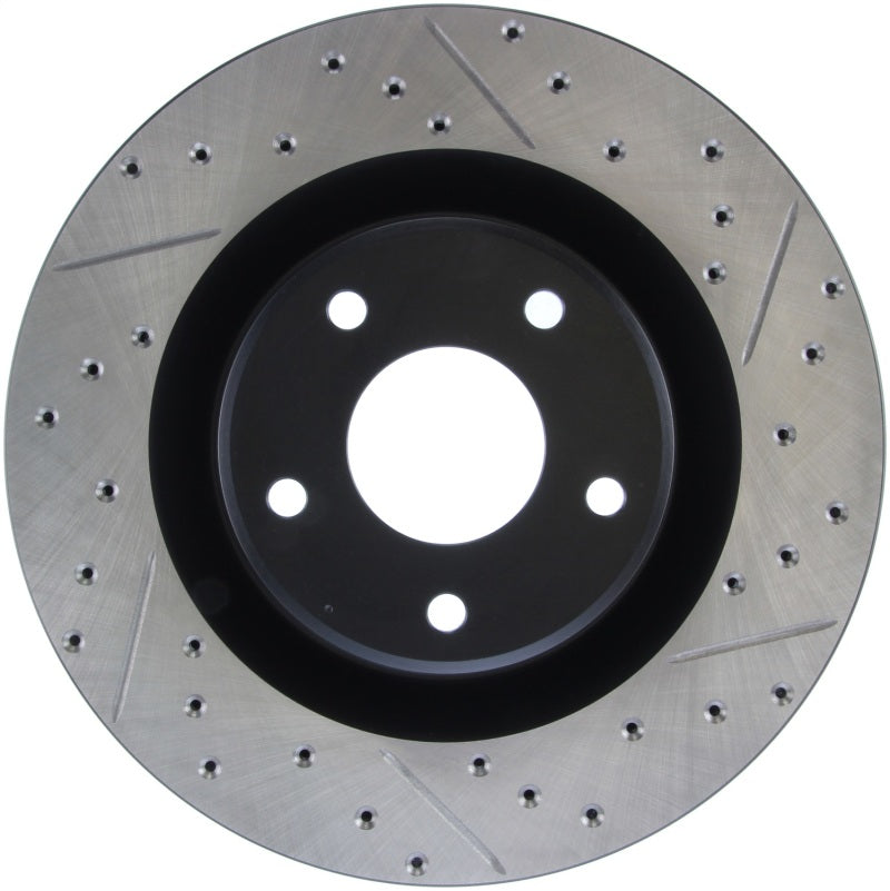 StopTech Power Slot 05-07 Cadillac XLR / 06-09 Chevy Corvette Front Left Drilled & Slotted Rotors-Brake Rotors - Slot & Drilled-Grocery Getter Performance