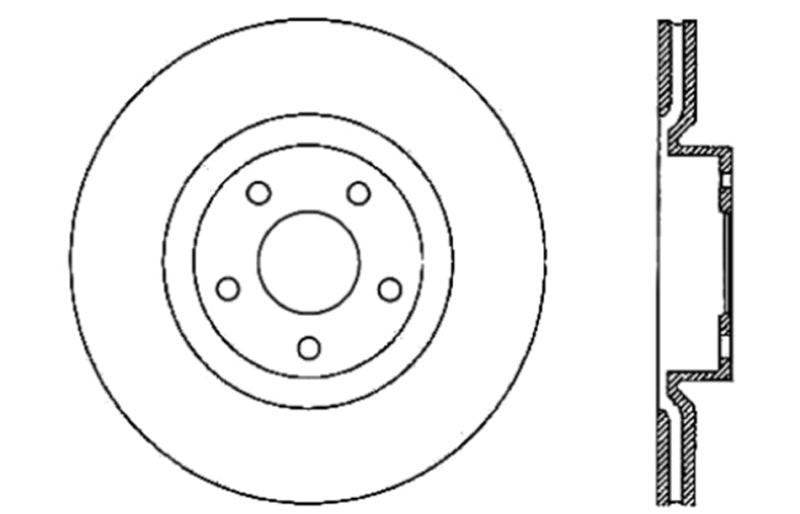 StopTech Power Slot 05-07 Cadillac XLR / 06-09 Chevy Corvette Front Right Drilled & Slotted Rotors-Brake Rotors - Slot & Drilled-Grocery Getter Performance